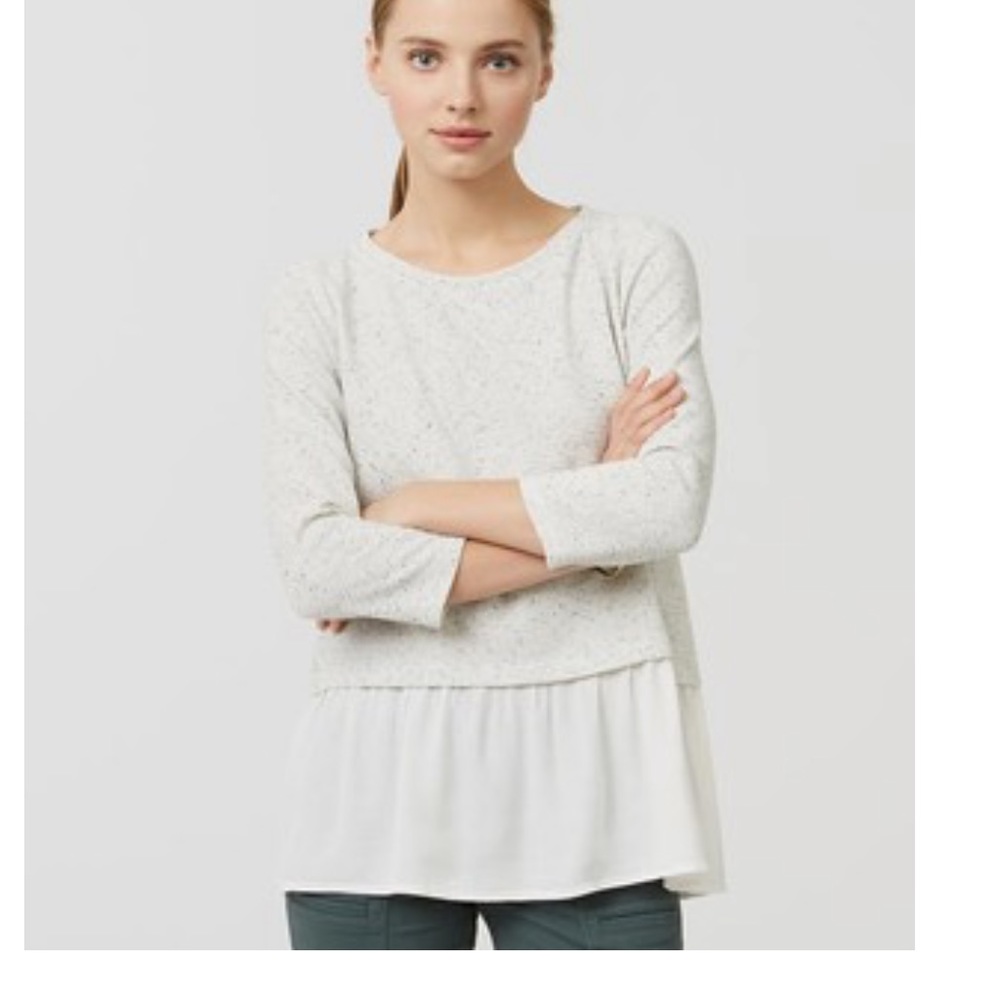 Loft Grey Ruffle Trim Sweater